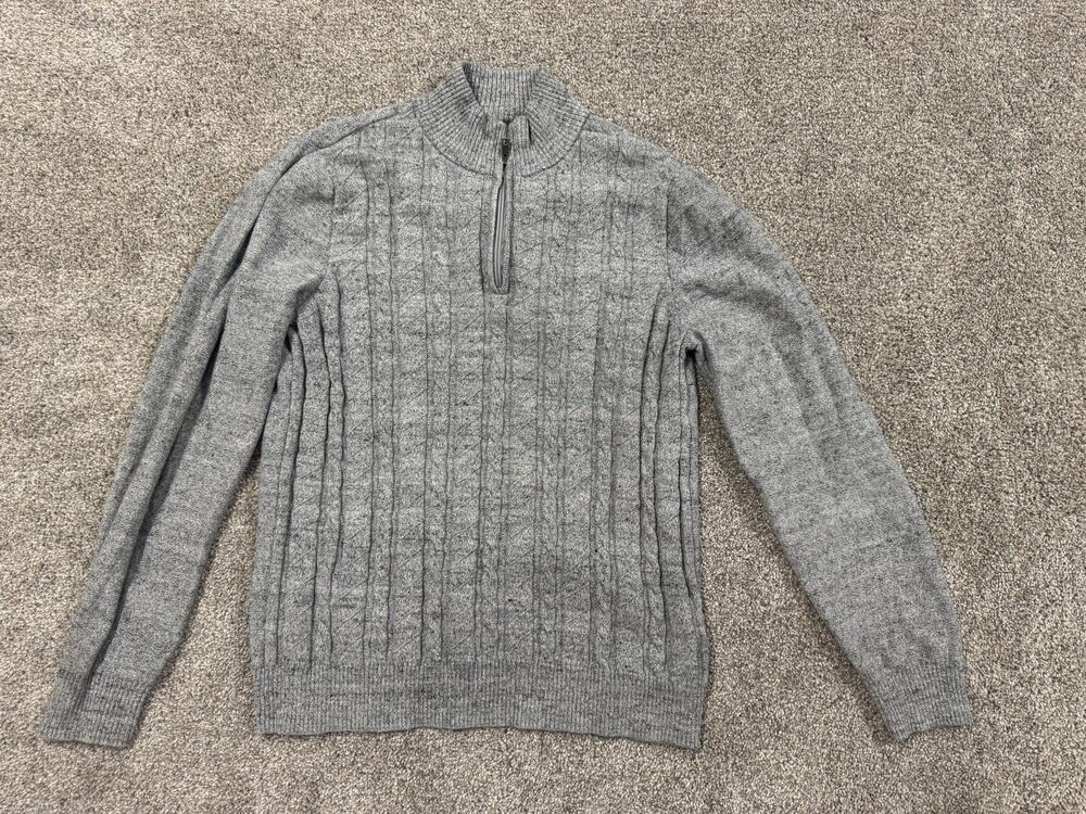 Fairlane Men's Gray Cable Knit Half-Zip Sweater